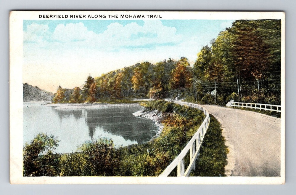 Mohawk Trail MA-Massachusetts, Deerfield River Along The Trail, Vintage Postcard