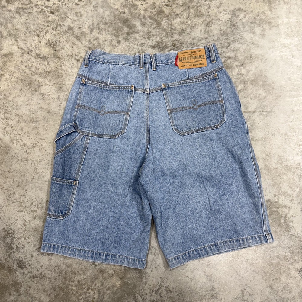 Vintage UNIONBAY Shorts Mens 34 Blue Denim Cargo Baggy 11 Inseam Y2K Streetwear