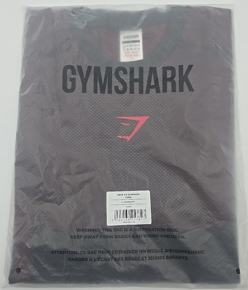 Gymshark Onyx 5.0 Seamless TANK - Black/Carmine Red LARGE - IN HAND SHIPS TODAY