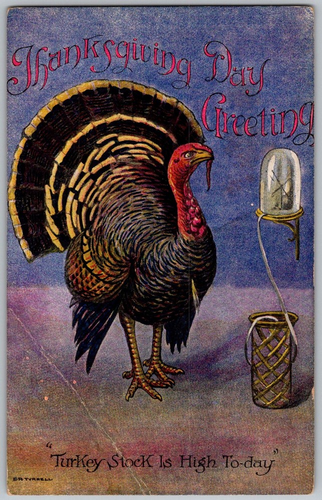 Antique Postcard Thanksgiving Turkey Greeting 1910s