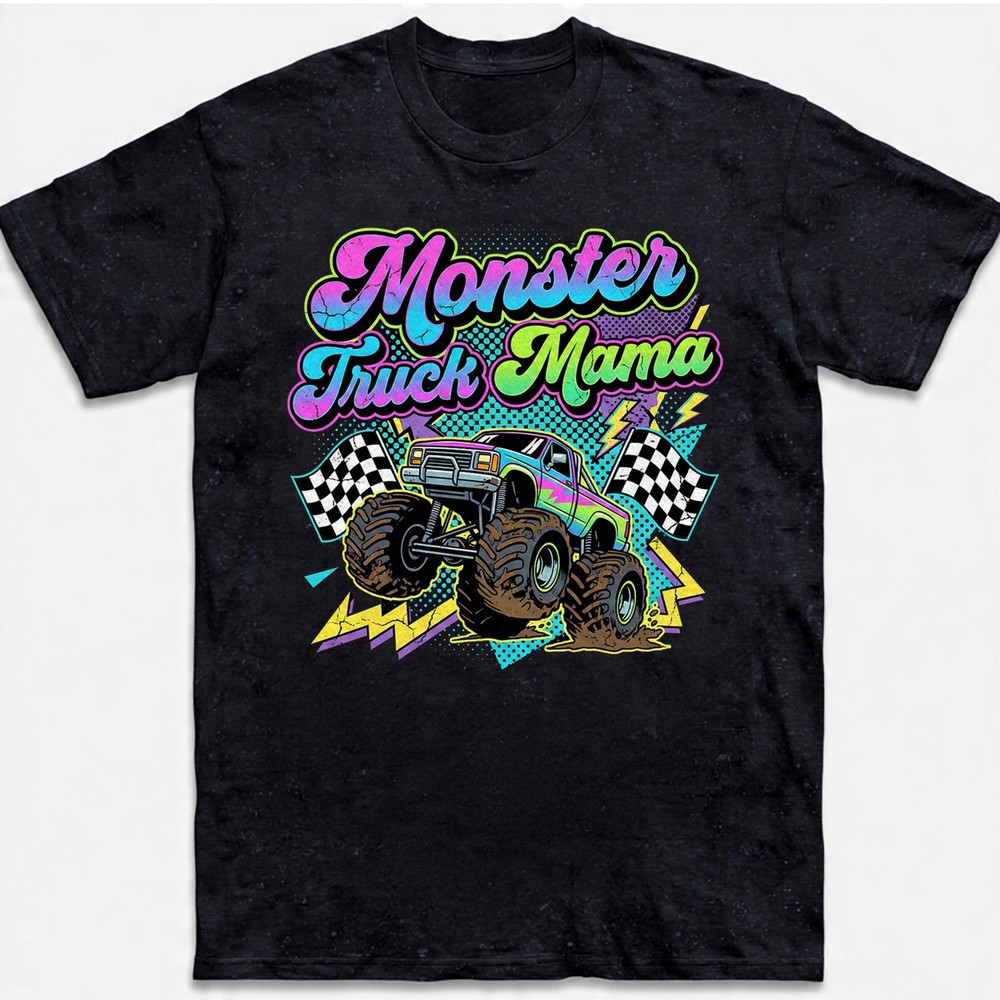 Monster Truck Mama Offroads T-Shirt Retro Neon Gift Men Women Tee