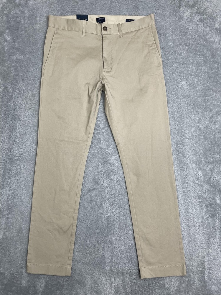 J Crew Flex Chino Pants Mens 30x30* Beige Slim Stretch Flat Front Casual Office