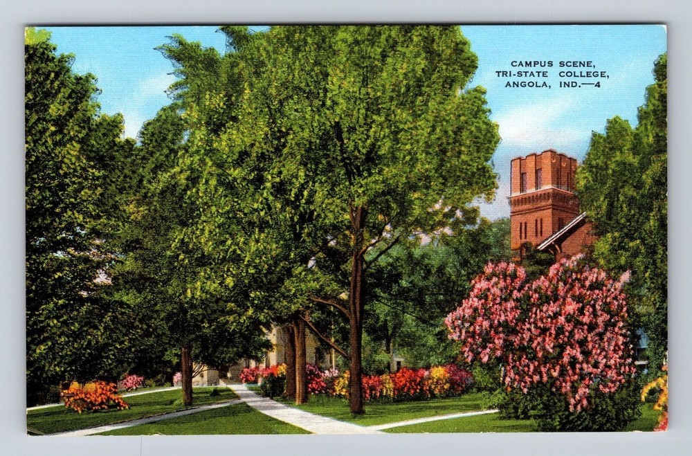 Angola IN-Indiana, Campus Scene, Tri-State College Antique, Vintage Postcard