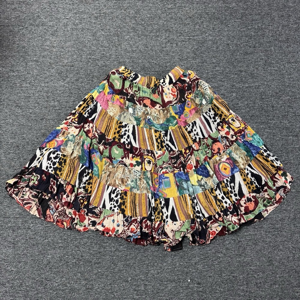 Vintage 90s Bila of California Animal Abstract Print Art Boho Maxi Skirt -Size S