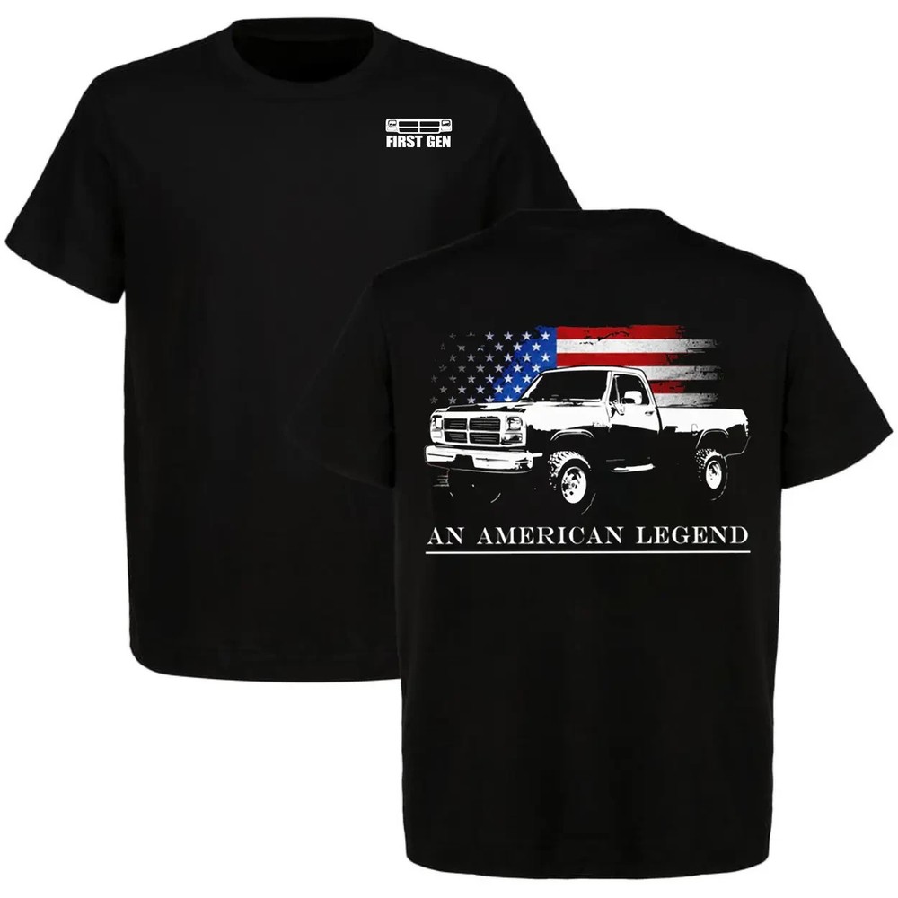First Gen American Flag T-Shirt Dodge Ram Trucks Men’s Cotton Short Sleeve Car