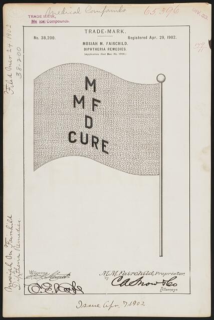 Photo:[ Mosiah M. Fairchild for M MF D Cure brand Diphtheria Remedies]