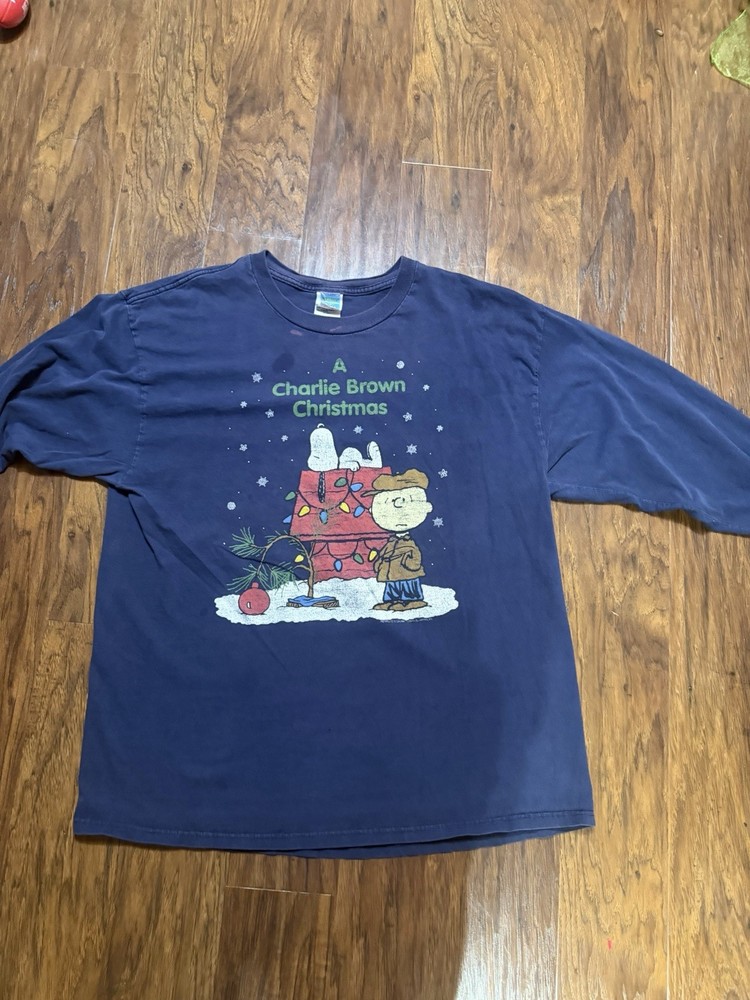 Vintage Peanuts A Charlie Brown Christmas Snoopy Long Sleeve T-Shirt Size XL Y2K