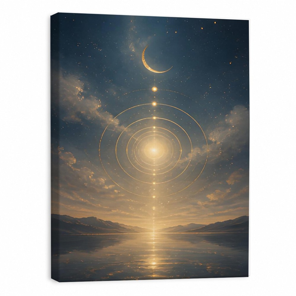 Mystic Moon & Golden Canvas, Spiritual Wall Art, Custom Gift