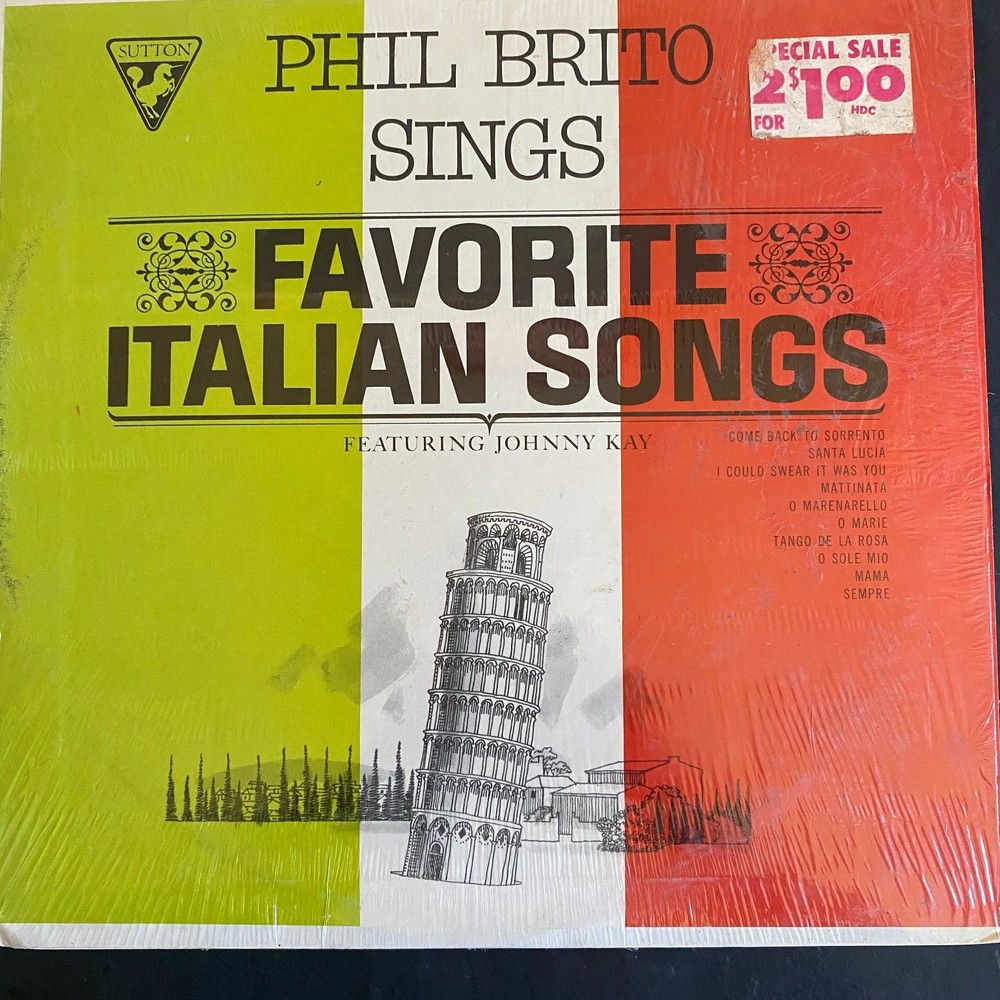 Phil Brito – Sings Favorite Italian Songs LP Record 1960 Sutton Pop Vocal 33 RPM