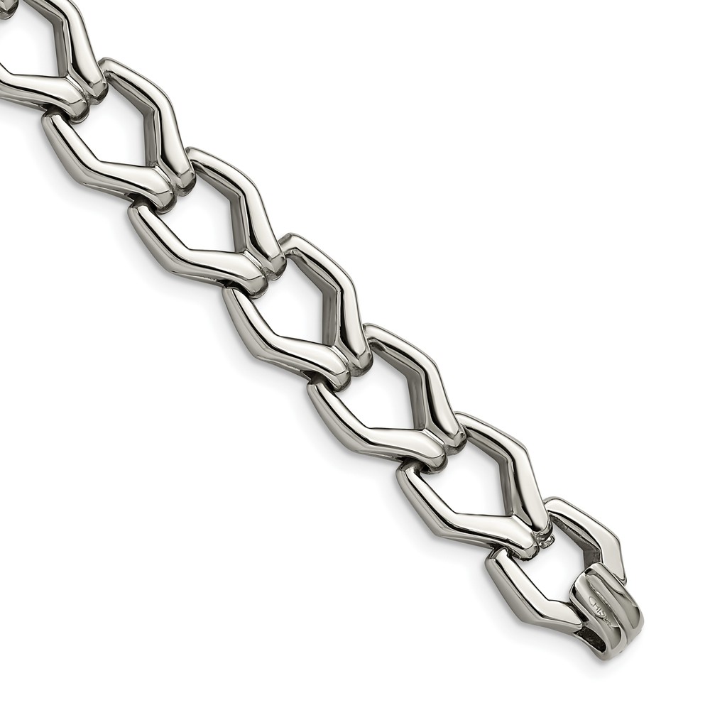 Avariah Chisel Stainless Steel Polished ch Fancy Open Link Bracelet - 8.5