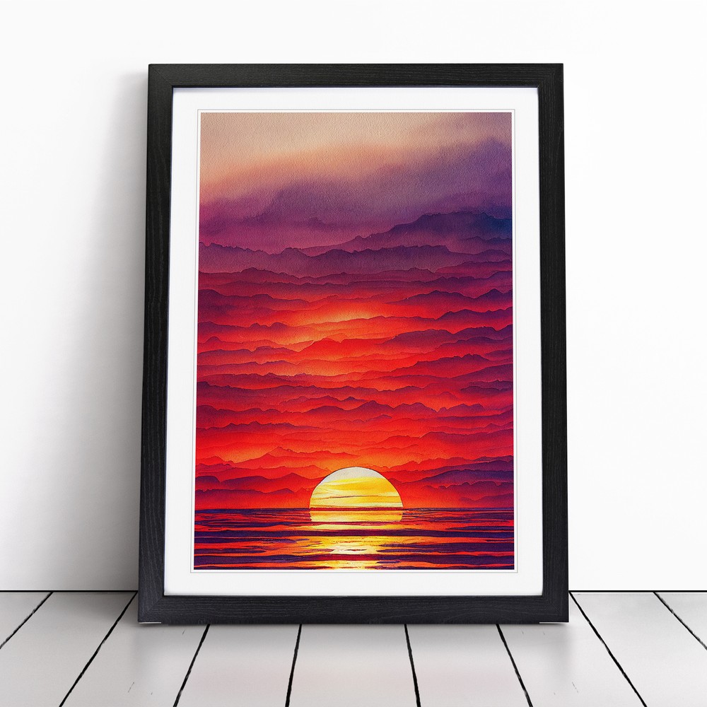 An Exotic Ocean Sunset Wall Art Print Framed Canvas Picture Poster Decor