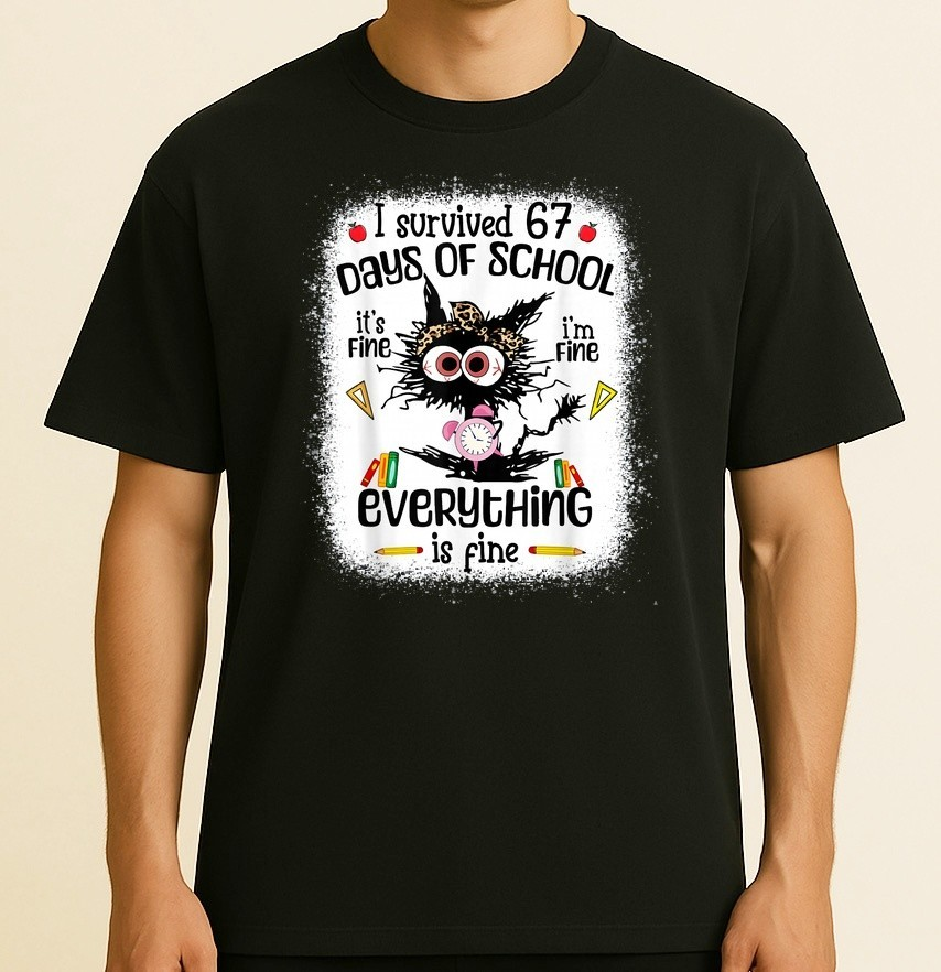 I Survived 67 Days of School Funny Six Seven 6 7 Meme T-Shirt Size S-4XL
