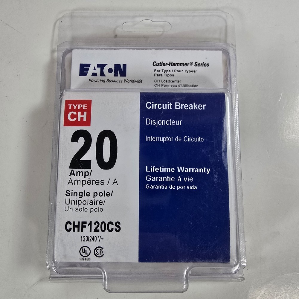 Eaton CHF120CS Type CH 20 Amp Single Pole Circuit Breaker 120/240V New