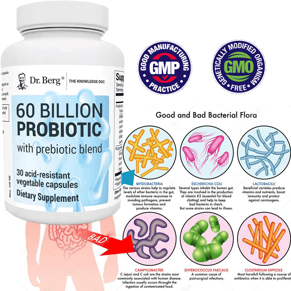 60 Billion Probiotic - Gut & Colon Support Detox - Lactobacillus