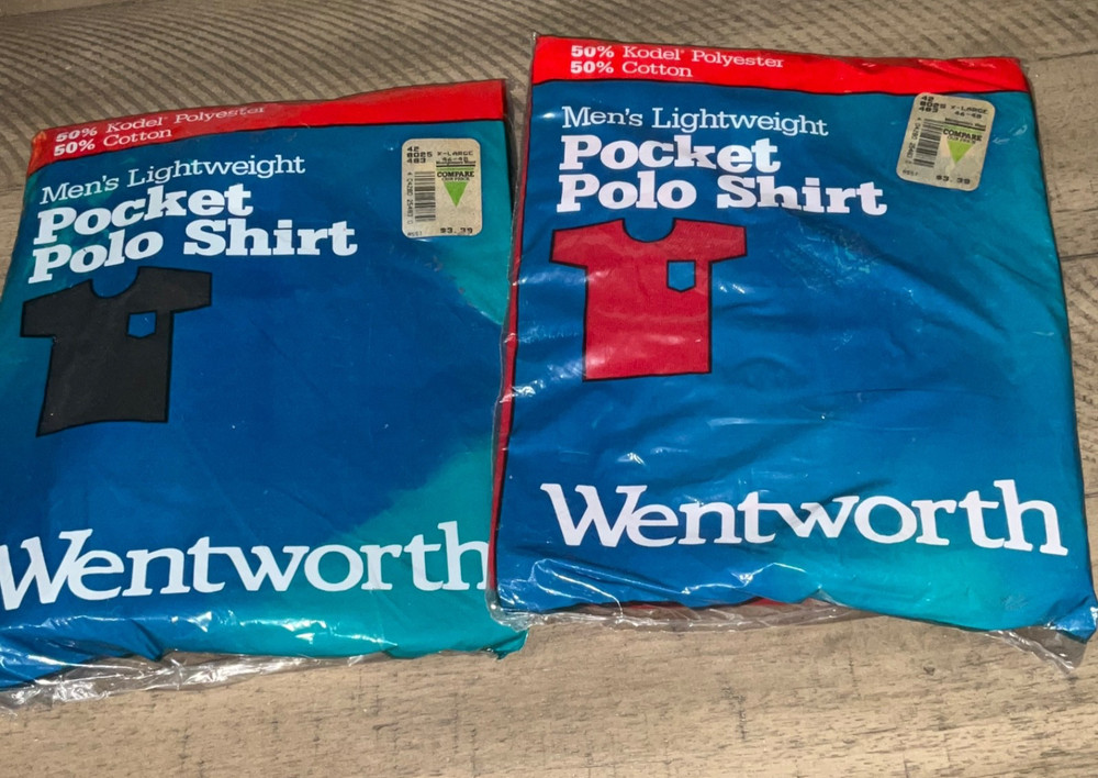 NEW Vintage 1980S WENTWORTH  Pocket-T Men's SHIRTS NOS X-LARGE BLACK & RED