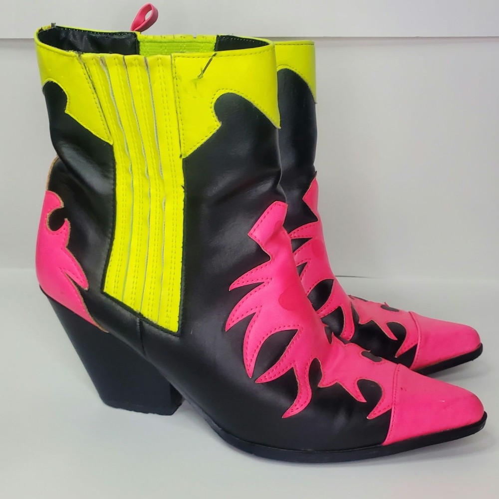 CAPE ROBBIN Cowboy Flame Western Ankle Bootie Boot Pre-owned used condition 8.5