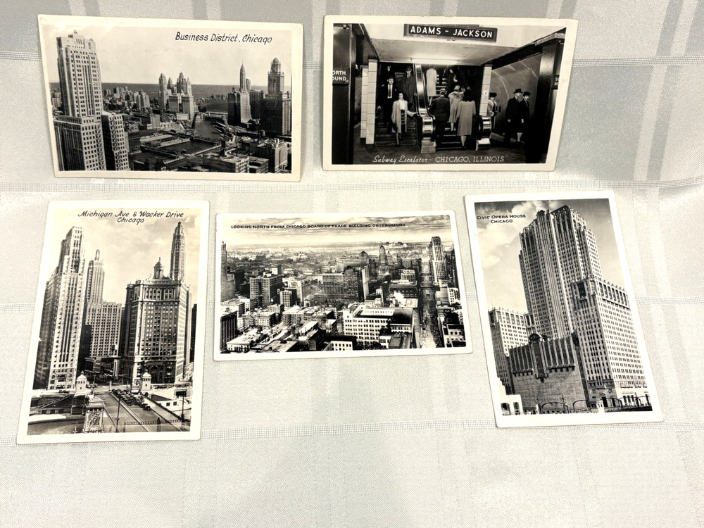 1940's Chicago, IL Real Photo Postcards, Unposted, Michigan Ave, Opera House +