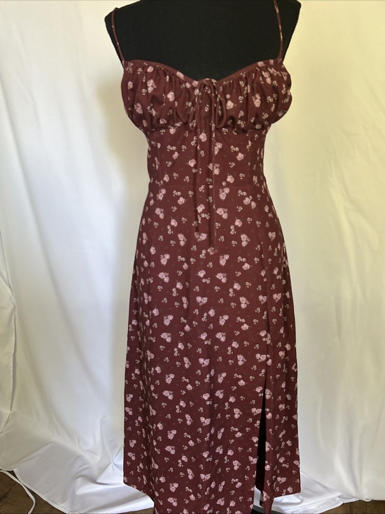 House Of CB Women’s Floral Dress In Dark Red Size Large +