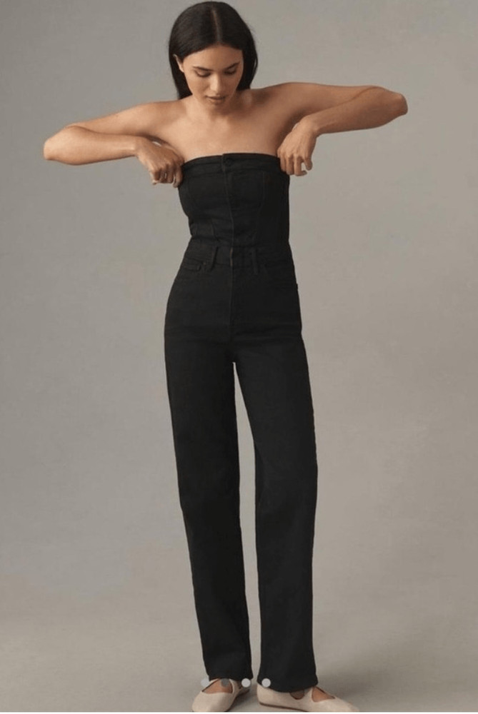 Good American Fit For Success Tube Jumpsuit Faded / Washed Black Size Small