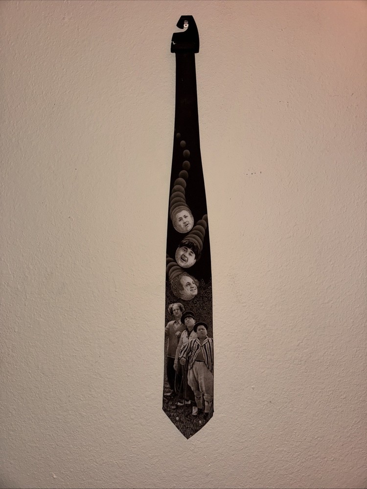 Ralph Marlin Necktie Three Stooges Golfing Stooges Black & White Tie