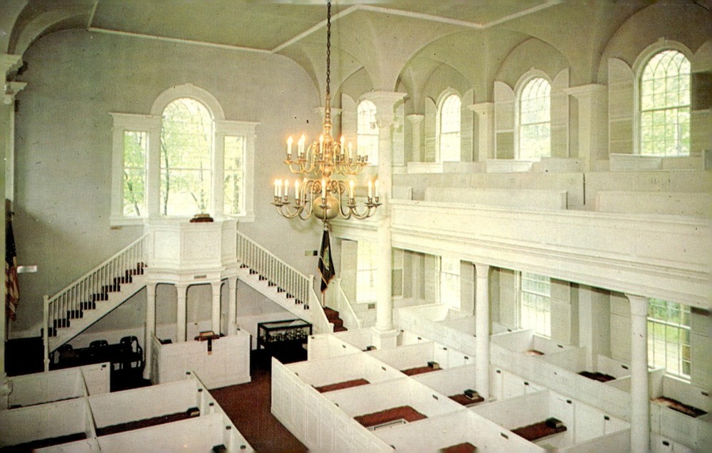 1950s Old First Church Bennington Vermont Colonial Interior Chrome Postcard