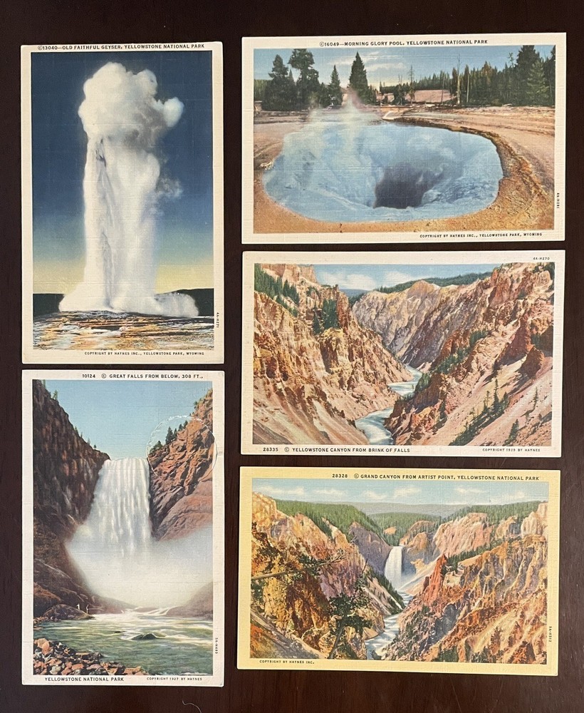 YELLOWSTONE NATIONAL PARK Linen POSTCARD LOT