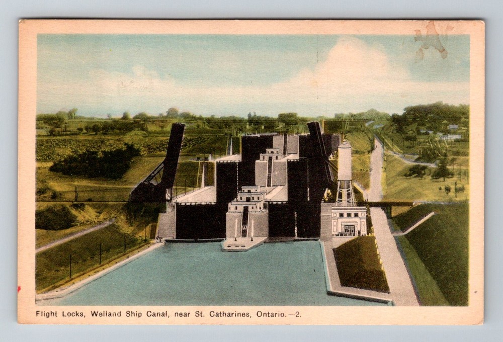 Canada- St. Catherines Ontario Locks Welland Ship Canal Old PC Vintage Postcard