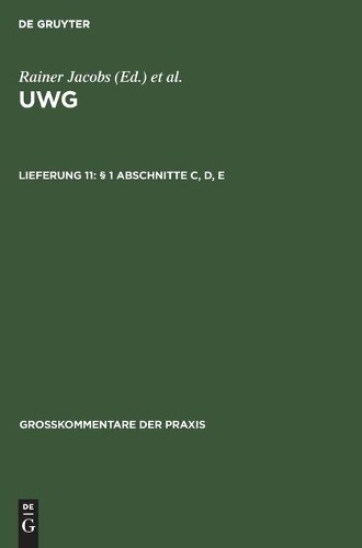 § 1 Abschnitte C, D, E (Hardback) Großkommentare Der Praxis
