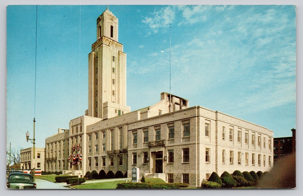 Pawtucket RI City Hall Plastichrome Postcard Frank Desmarais Colourpicture