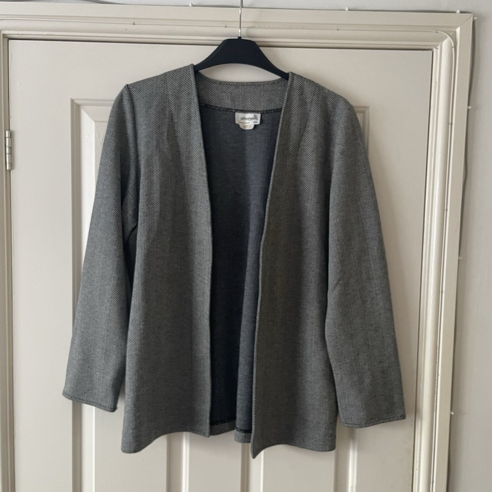 Weekenders Made In Canada Grey Black Herringbone Open Jacket Size Medium VGC