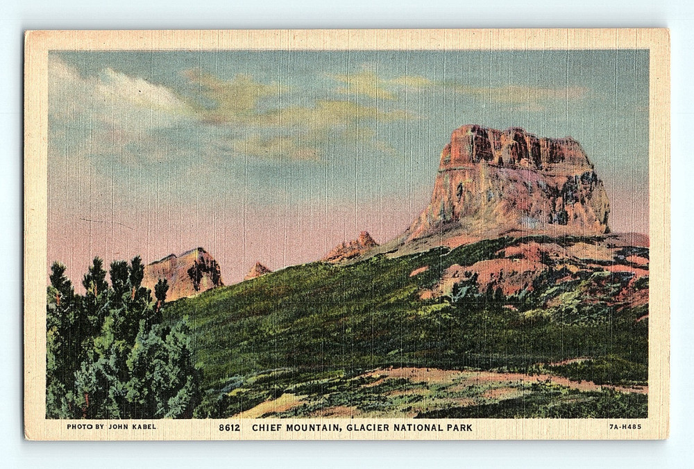 c1940s Chief Mountain Glacier National Park John Kabel 8612 Linen Postcard G8