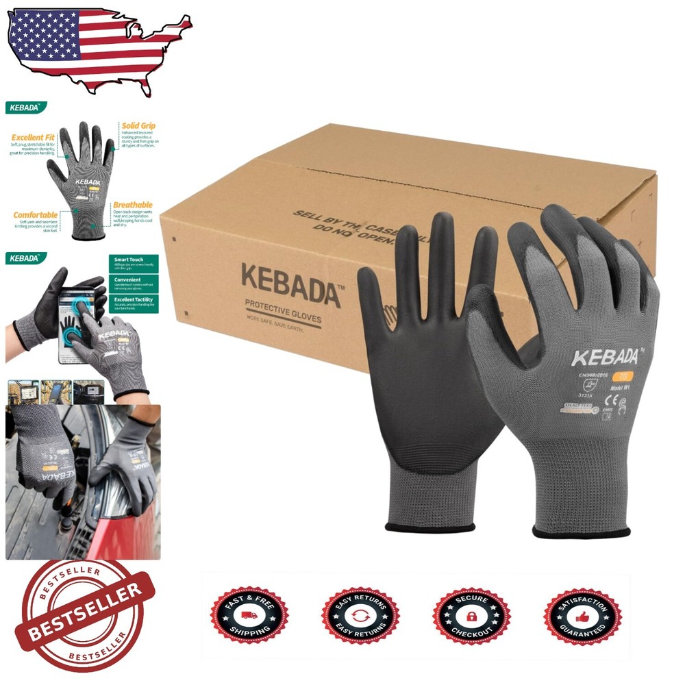 Eco-Friendly Touchscreen Work Gloves Bulk Pack - 50 Pairs for All Tasks