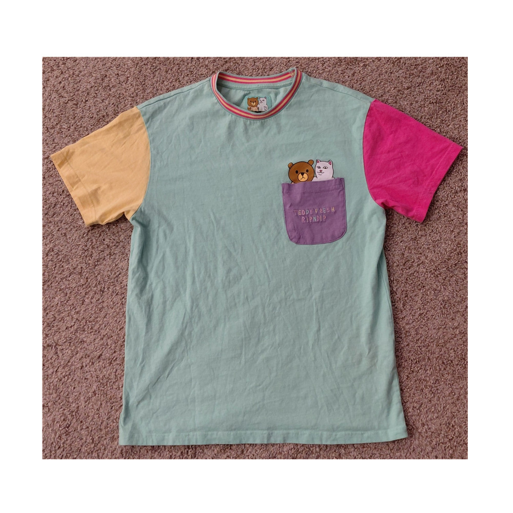 RIPNDIP x Teddy Fresh Men's Colorblock Pocket Graphic T-Shirt S