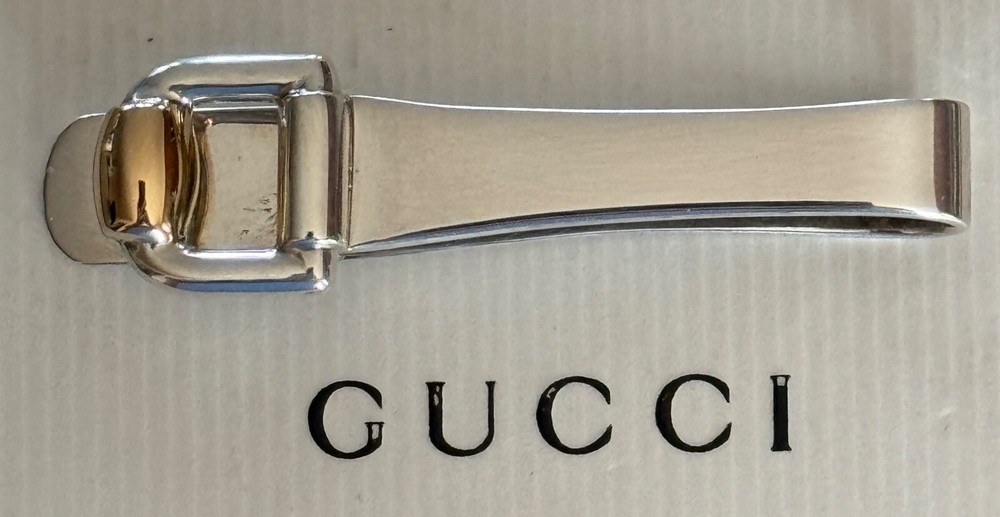 Gucci Horse Bit Tie Bar Clip  Sterling Silver 925 & 18k Gold Vintage
