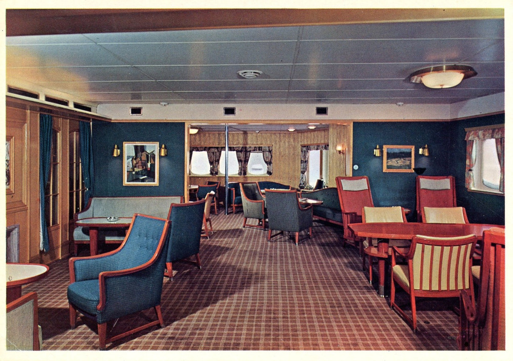 INTERIOR - Fred. Olsen Line's BRAEMAR of 1953 - First Class Lounge