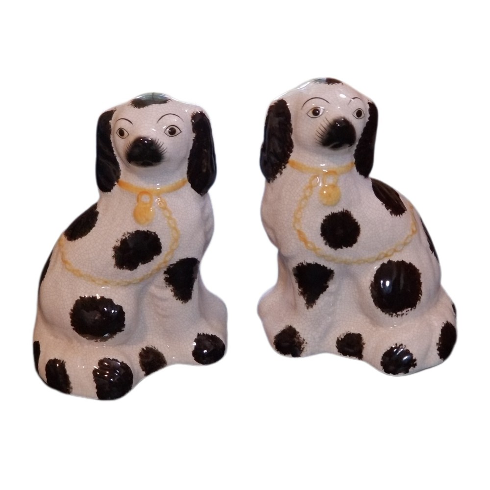 Fitz & Floyd Porcelain Spaniel Dog Staffordshire Style Bookends or Figurines