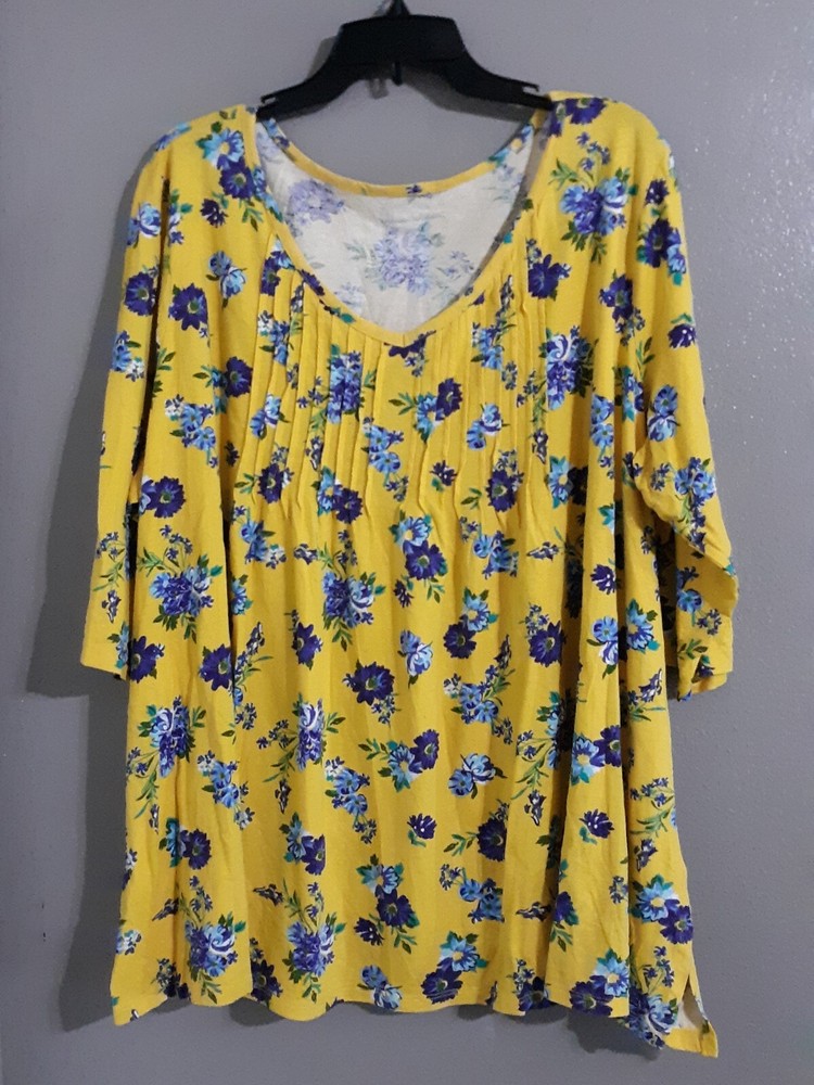 New-Woman’s Woman Within Short Sleeve Pullover Yellow Blouse Top.sz 26/28