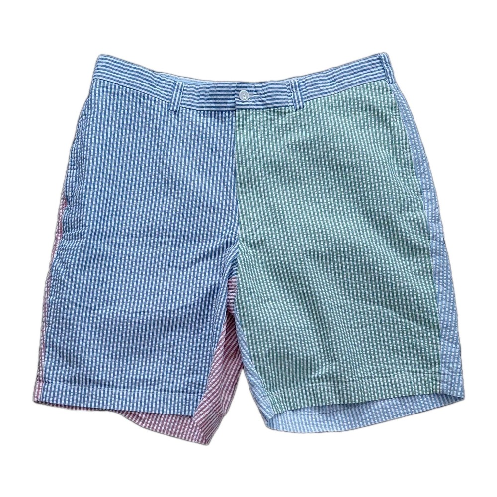 Brooks Brothers Seersucker Striped Bermuda Shorts Cotton Men Size 36 Preppy