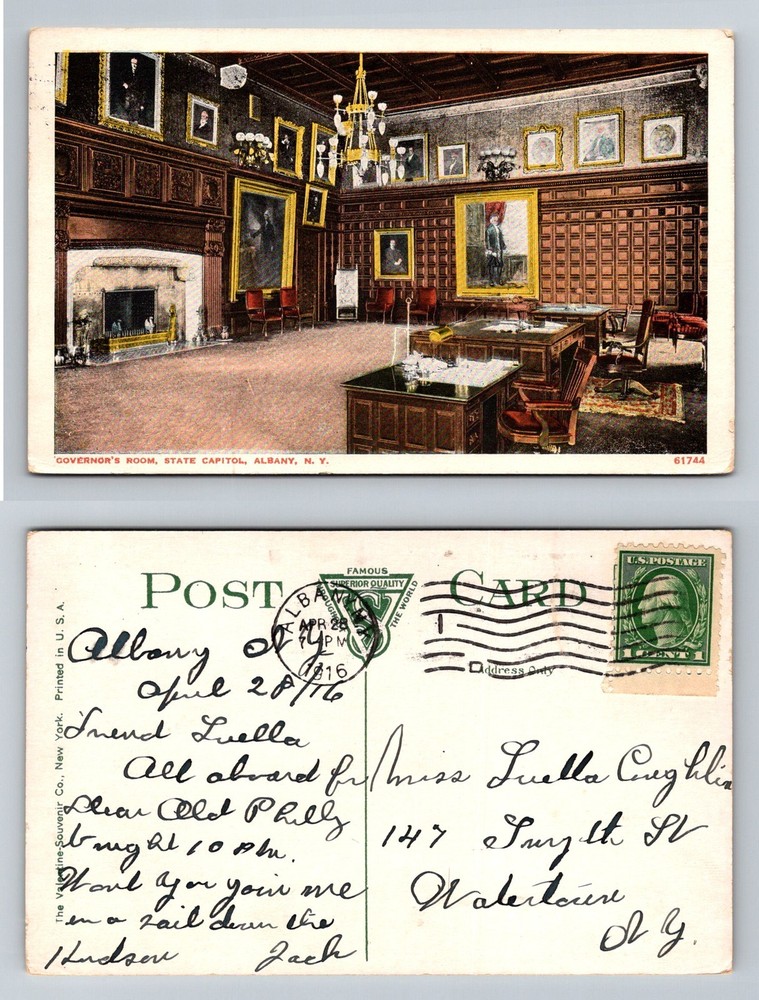 Albany NY-New York Governor’s Room State Capitol Interior Vintage c1916 Postcard