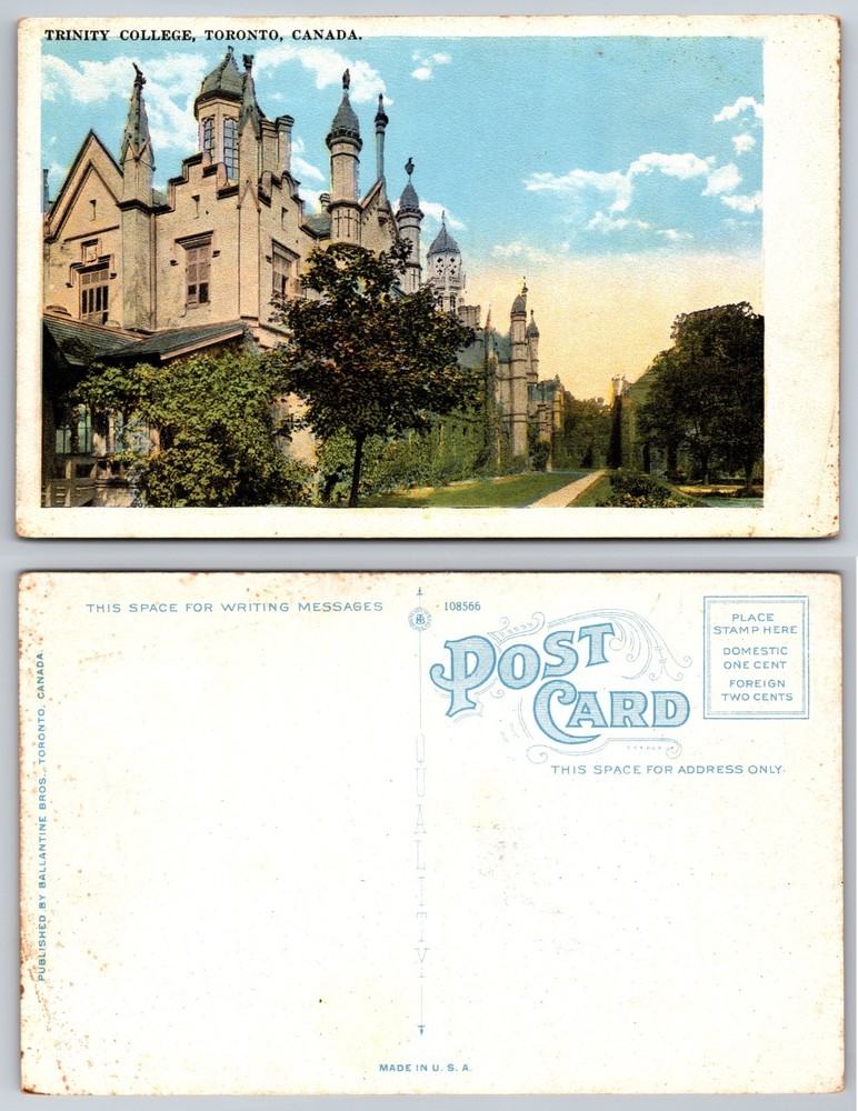 Trinity College Toronto Canada Architecture Postcard