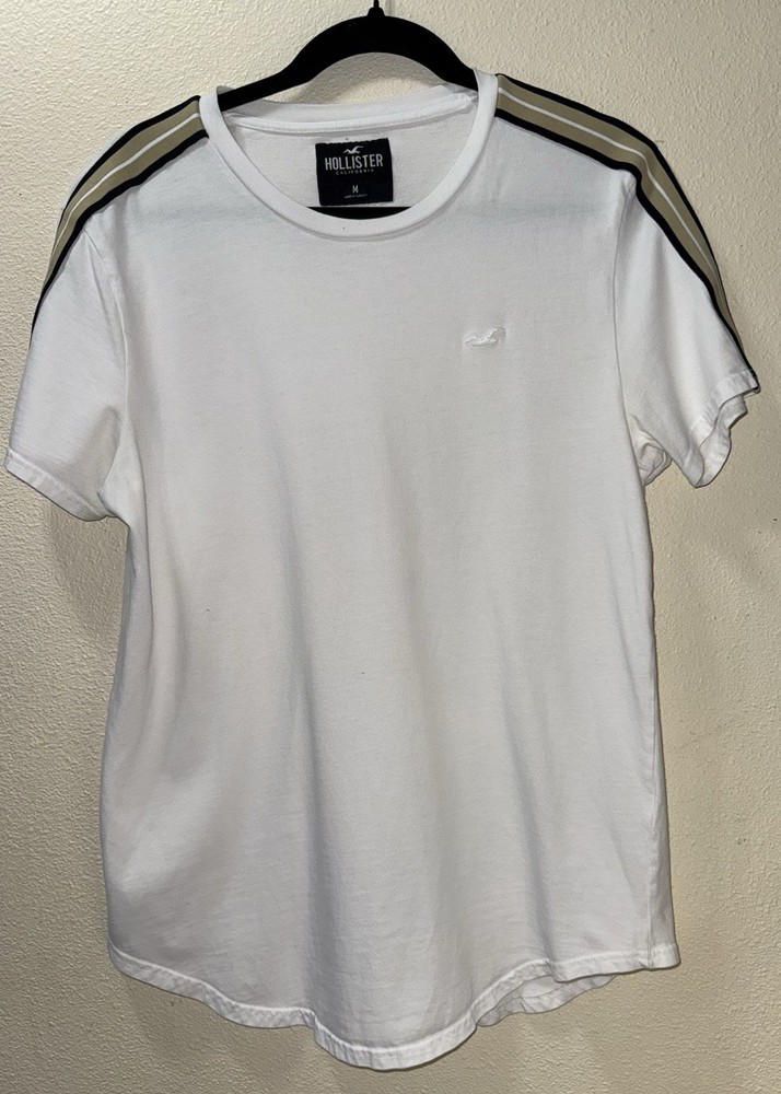 Vintage Y2K Hollister  Graphic Striped Tee - White Men’s Size medium