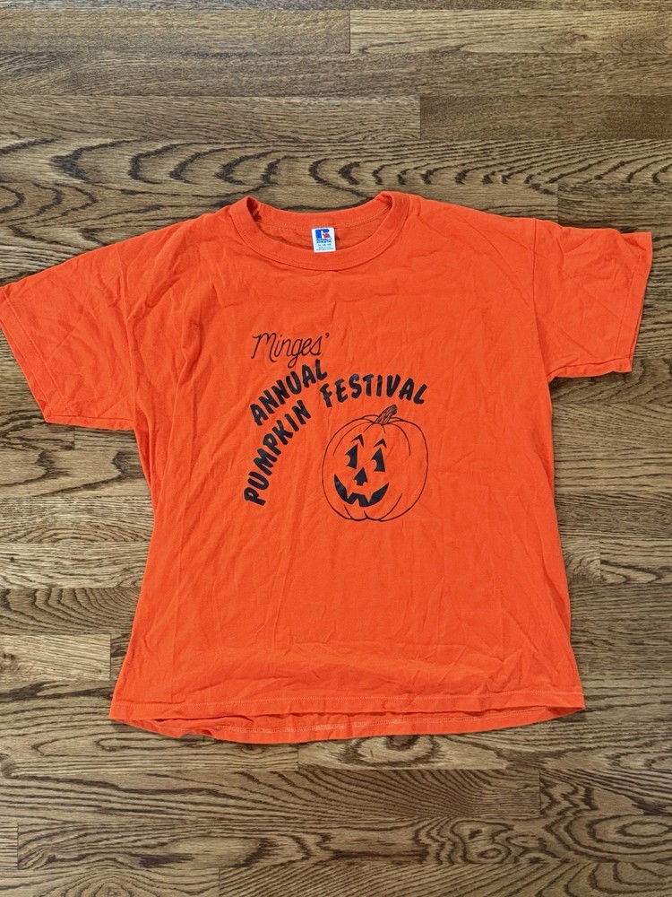 Vintage 1980s Russell Athletic Pumpkin Festival Halloween T-Shirt USA XL