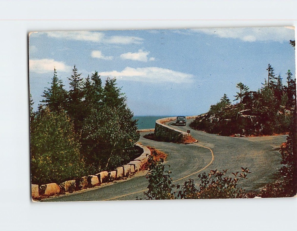 Postcard Ocean Drive Along Otter Cliff Mt. Desert Island Bar Harbor Maine USA