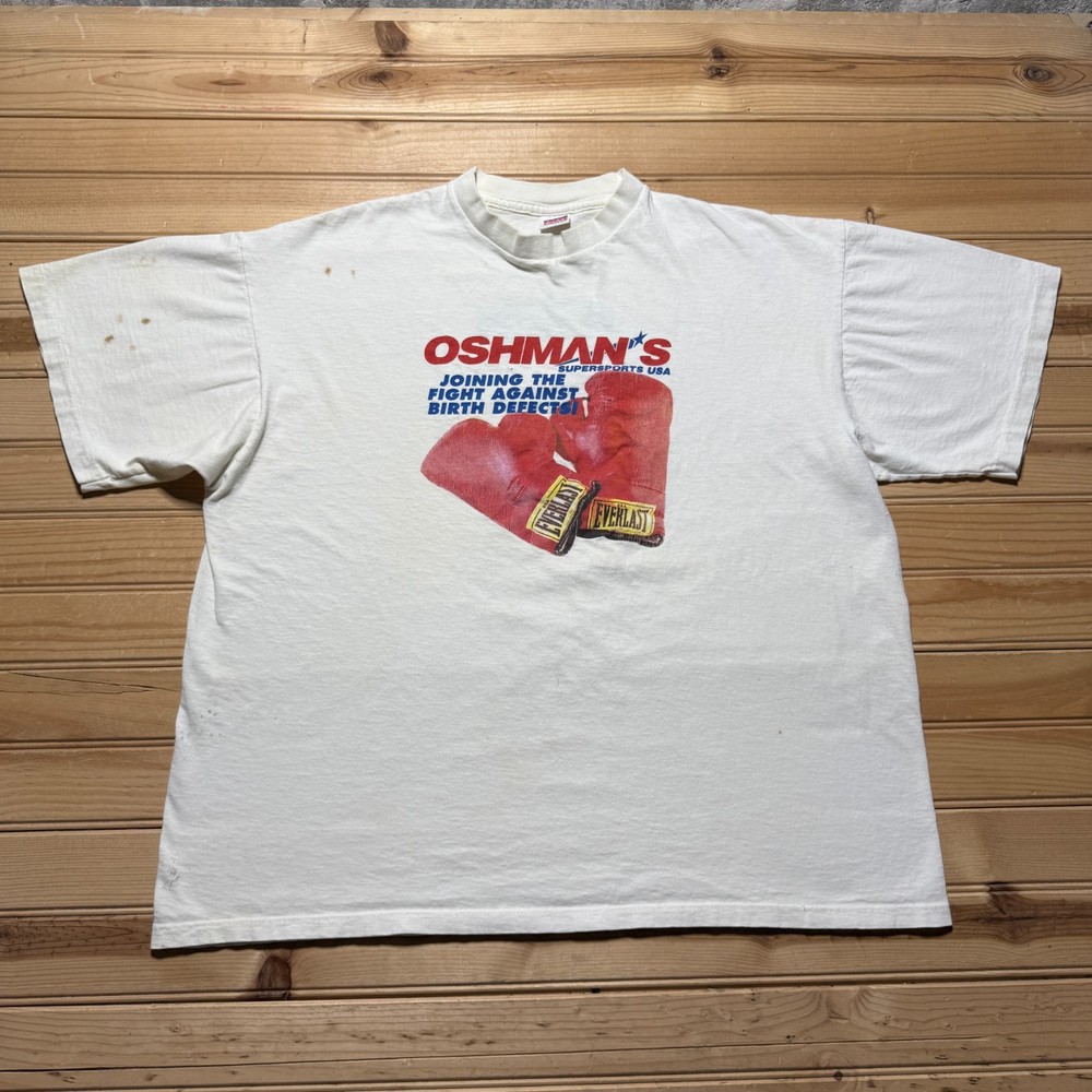 Vintage 90s Oshman's Supersports USA Boxing Gloves Everlast Graphic T-Shirt - XL