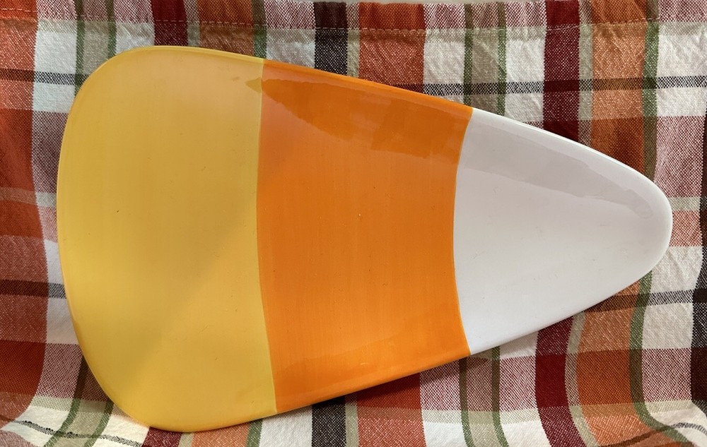 Platter Candy Corn serving tray dish Festive ceramic