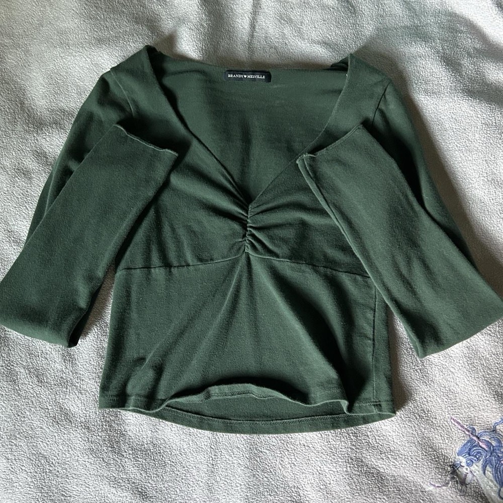 Brandy Melville John Galt Dark Green Long Sleeve Shirt Women’s One Size