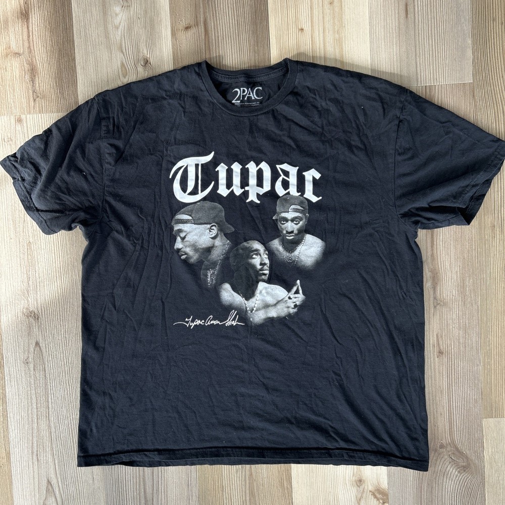 2Pac Tupac Shakur Distress XXL T-Shirt Rap Hip Hop Tee Portraits 90's Music RIP
