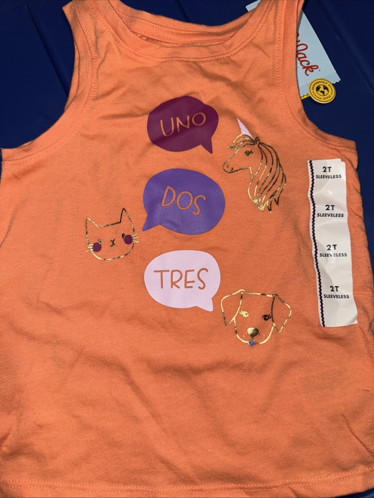 Cat & Jack TODDLER GIRLS TANK TOPS SIZE 2T Unicorn,cat,dog Tank