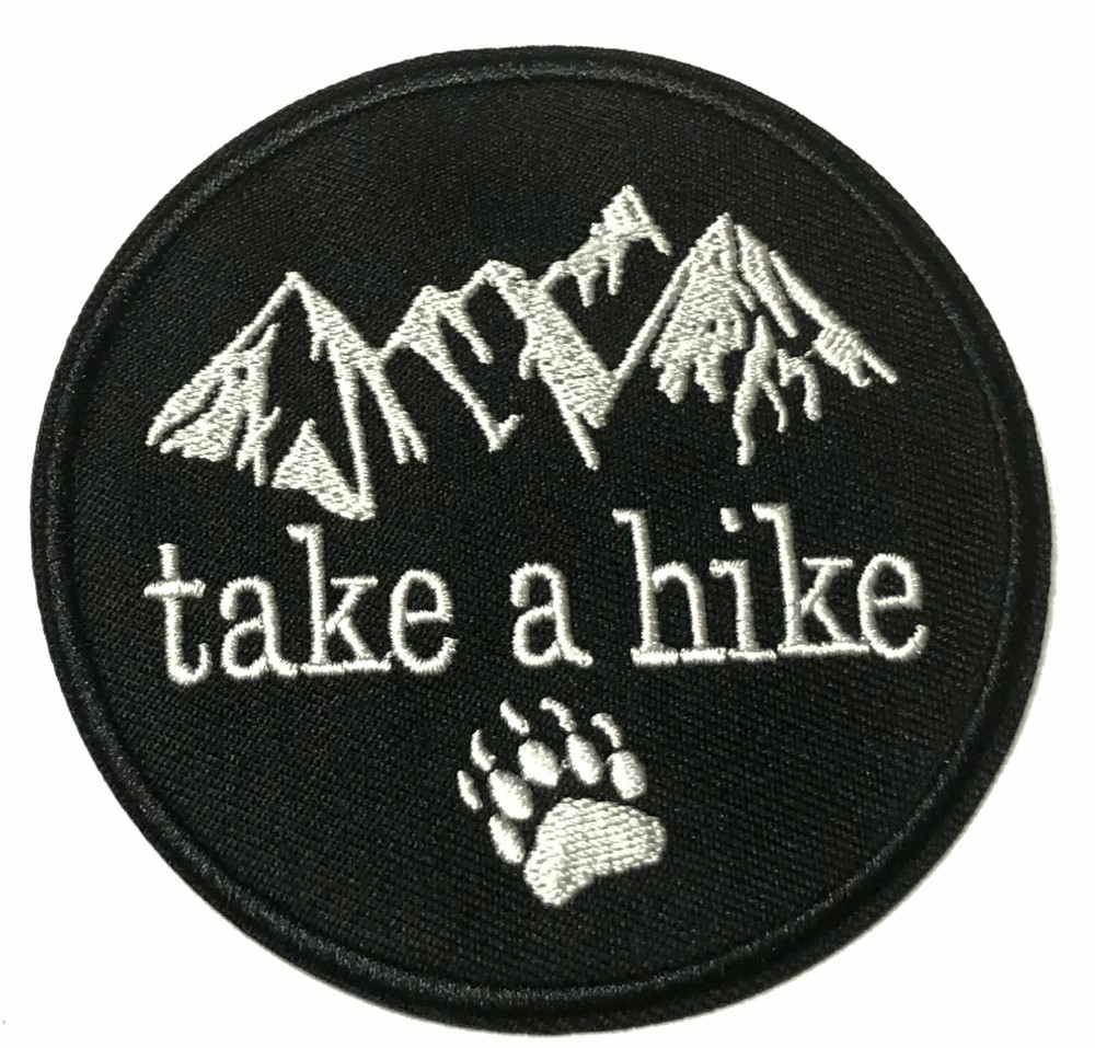 Take A Hike Patch Embroidered Iron-On Applique Travel Souvenir Bear Mountains