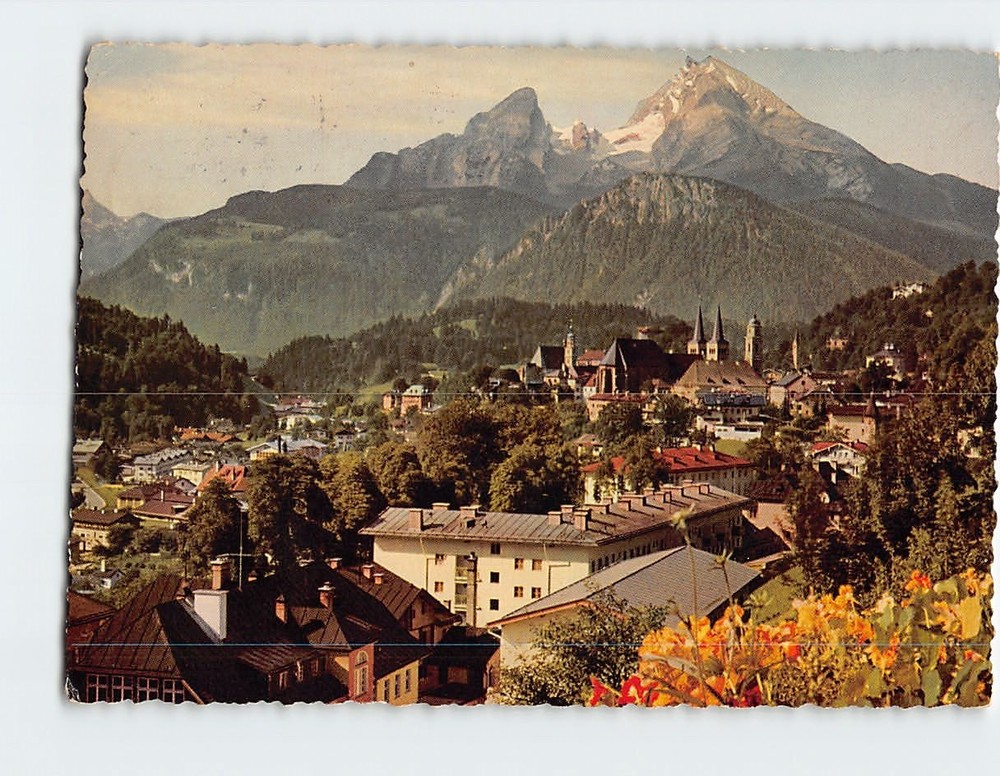 Postcard Watzmann mountain & Berchtesgaden in Bavaria Germany